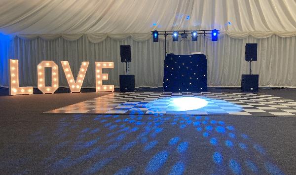 Wedding Disco with our LOVE Wedding Letter Hire