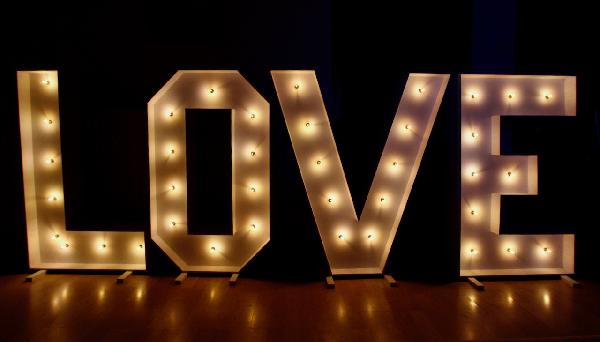 Marquee LOVE Wedding Letter Hire for Weddings Discos